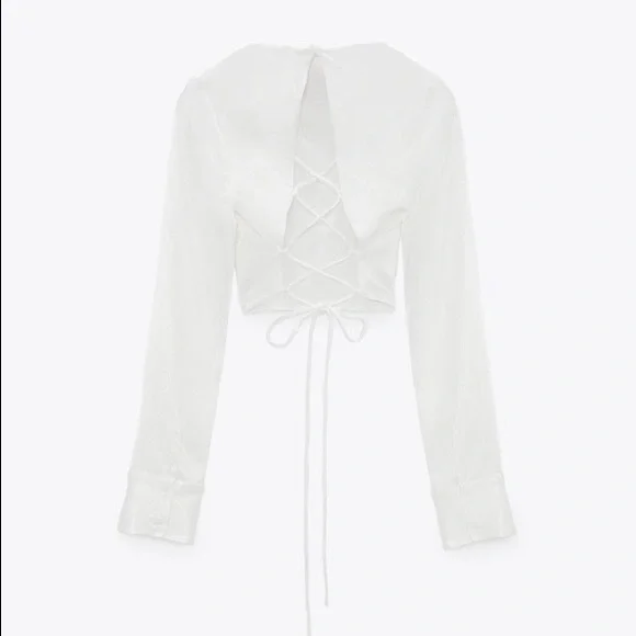 ZARA White Satin Backless Blouse - Picture 3 of 6